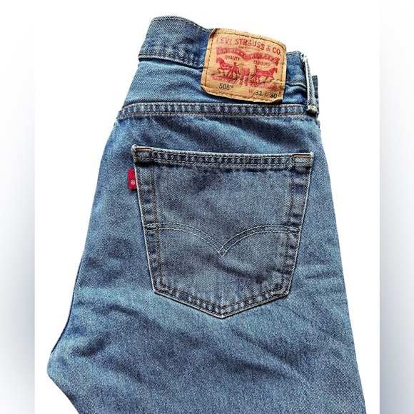 Levi’s 505 Straight Leg Jeans Men’s W31 L30 Blue Denim Zip Fly - Picture 7 of 9